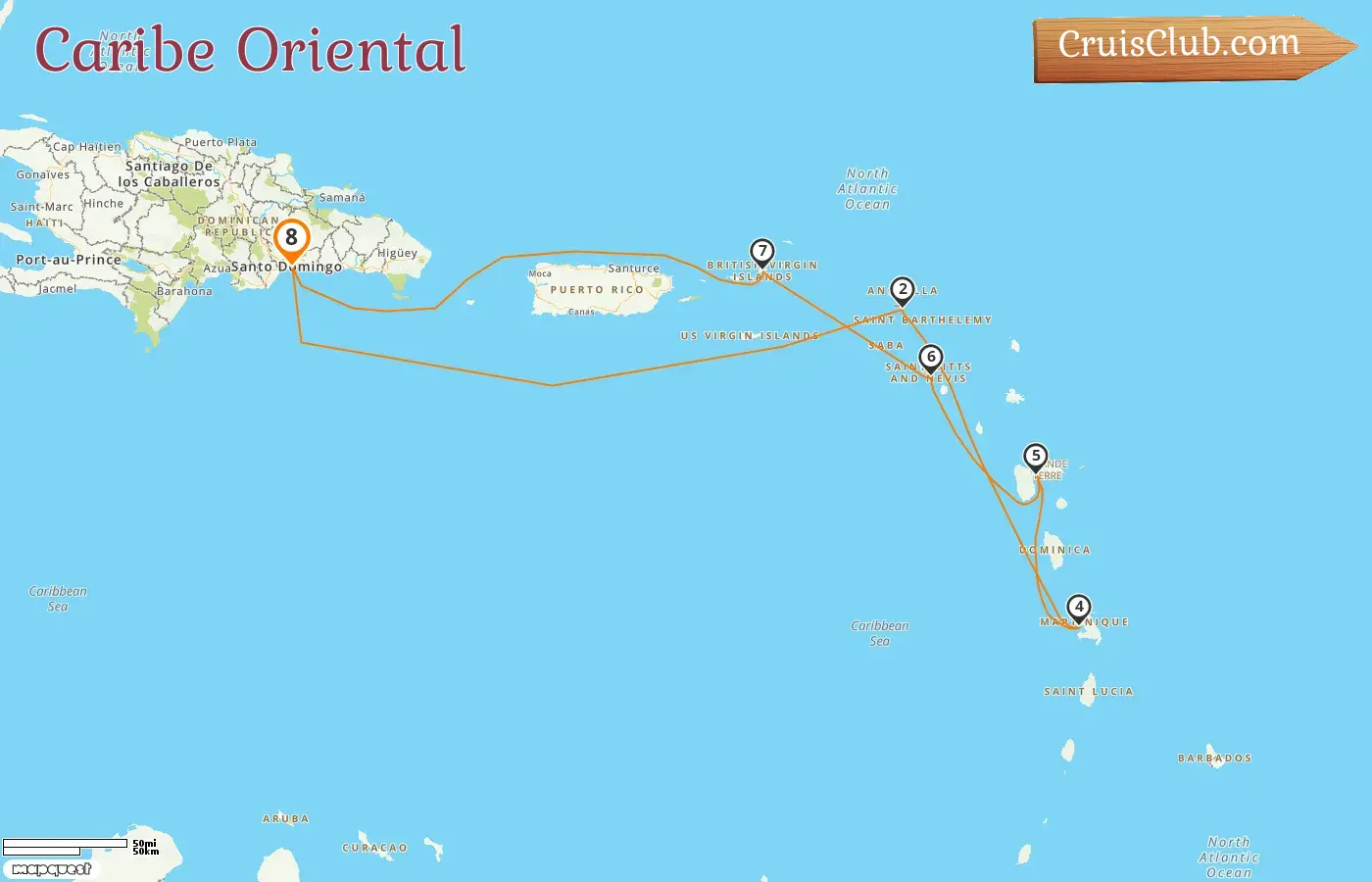 Cruzeiro no Caribe Oriental a partir de São Domingos a bordo do navio Costa Favolosa com visitas a Guadalupe por 8 dias
