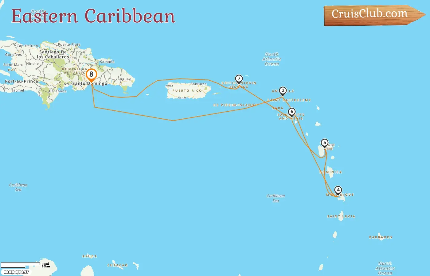 Kreuzfahrt in der östlichen Karibik ab Saint Dominic an Bord des Schiffes Costa Favolosa mit Besuchen auf Guadeloupe für 8 Tage