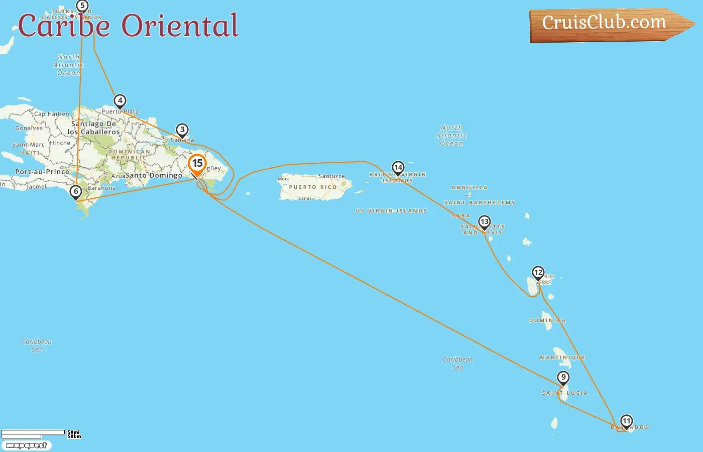 Crucero por el Caribe Oriental desde La Romana a bordo del barco Costa Fascinosa con visitas a República Dominicana, Barbados y Guadalupe durante 15 días