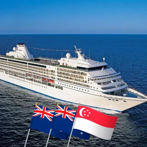 Kreuzfahrt in Asien von Auckland nach Singapur an Bord des Schiffes Seven Seas Mariner mit Besuchen in Neuseeland, Australien, Indonesien und Singapur für 25 Tage