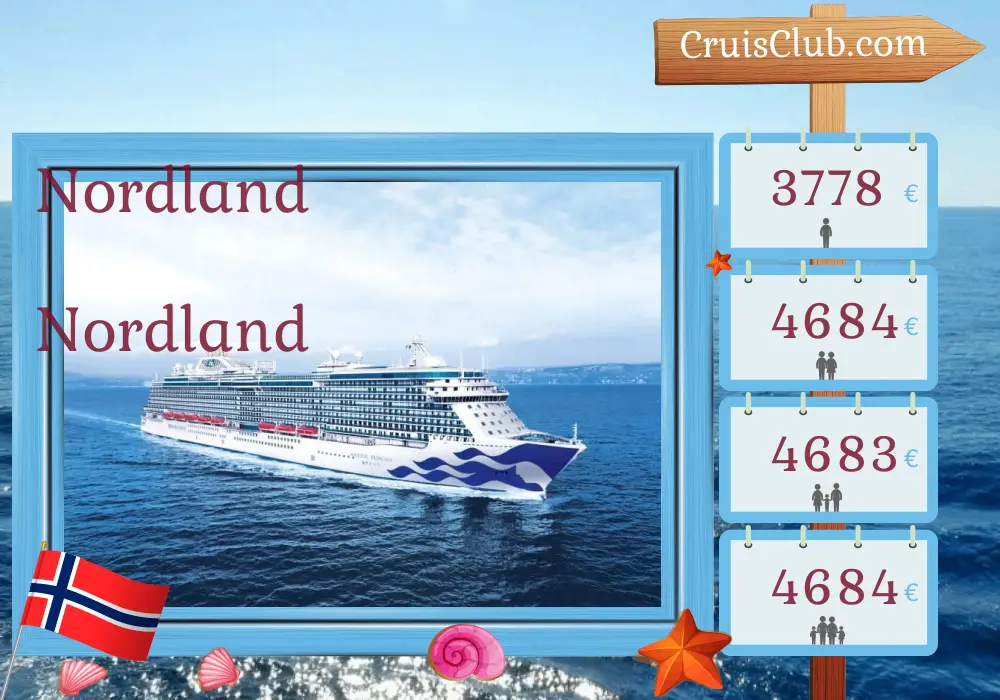 Cruzeiro no Norte a partir de Southampton a bordo do navio Majestic Princess com visitas à Noruega por 15 dias