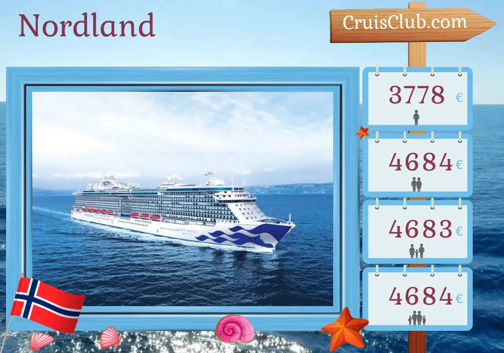 Croisière dans le Nord à bord du navire Majestic Princess avec escales en Norvège pendant 15 jours