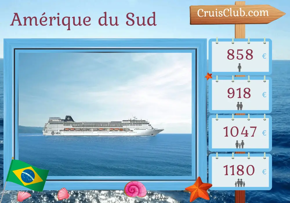 Croisière en Amérique du Sud depuis les Saints à bord du navire MSC Sinfonia avec escales au Brésil pendant 5 jours