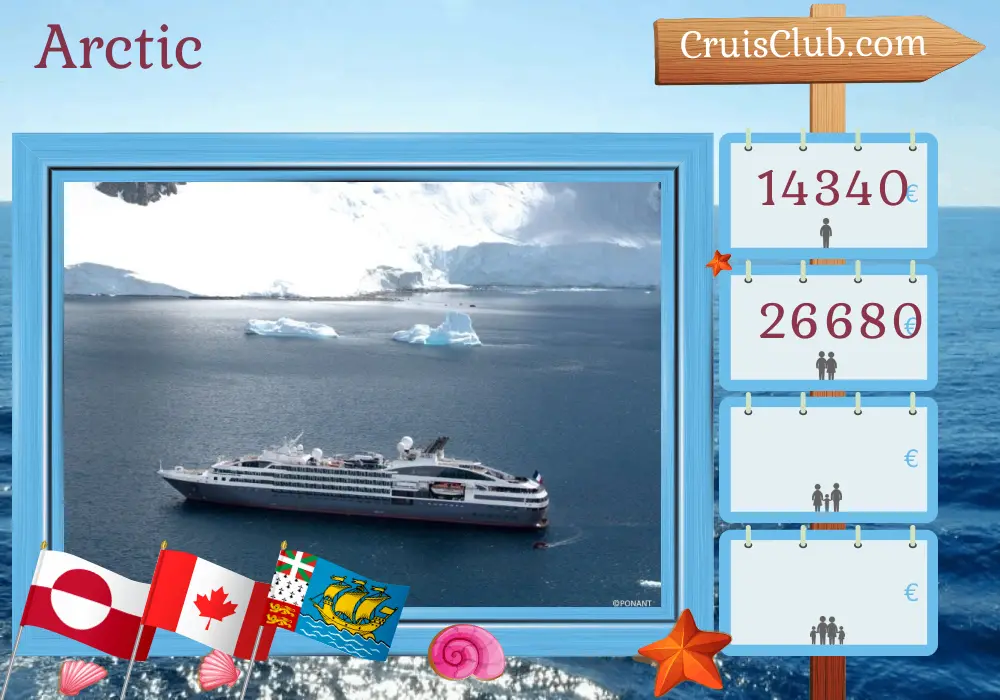 Cruise in the Arctic from Kangerlussuaq to Halifax aboard L`Austral ship with visits to Greenland, Canada, and Saint Pierre and Miquelon for 18 days