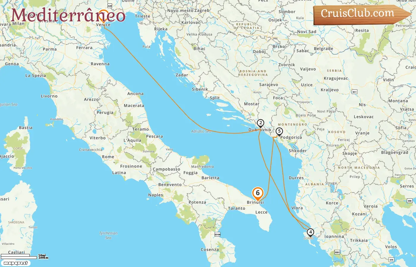 Cruzeiro no Mediterrâneo de Marghera a Brindisi a bordo do navio MSC Armonia com visitas à Itália, Croácia, Grécia e Montenegro por 6 dias