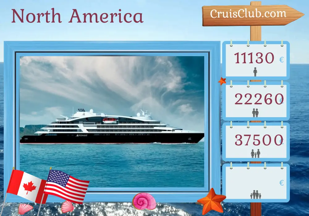 Cruise in the North America from Toronto to Boston aboard Le Bellot ship with visits to Canada and USA for 14 days