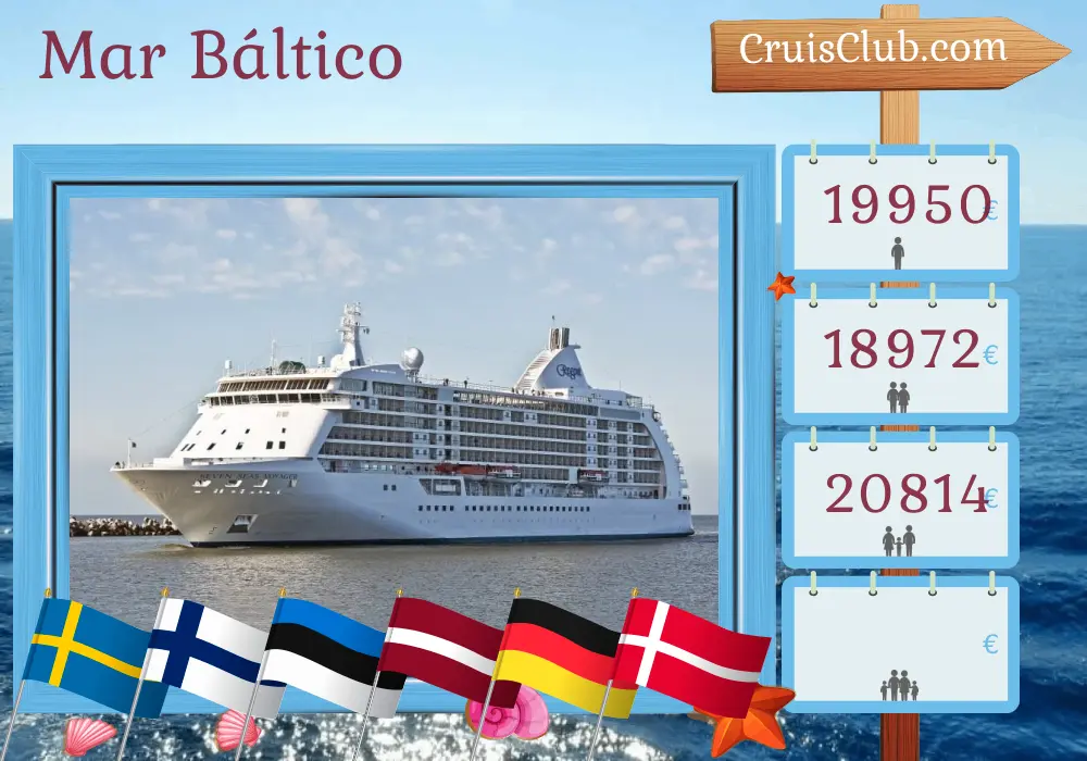 Crucero por el Mar Báltico de Estocolmo a Copenhague a bordo del barco Seven Seas Voyager con visitas a Suecia, Finlandia, Estonia, Letonia, Polonia, Alemania y Dinamarca durante 13 días