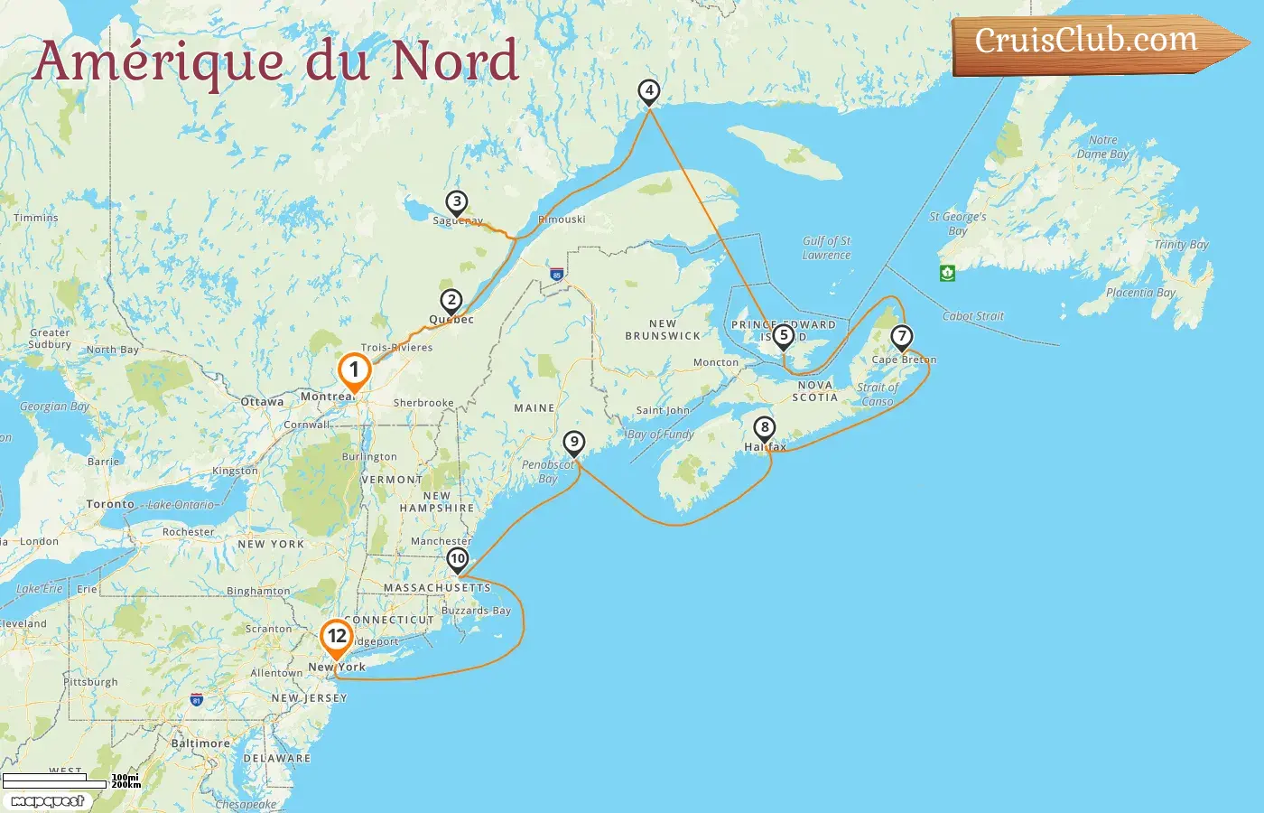 Croisière en Amérique du Nord de Montréal à New York à bord du navire Seven Seas Grandeur avec des visites au Canada et aux États-Unis pendant 12 jours