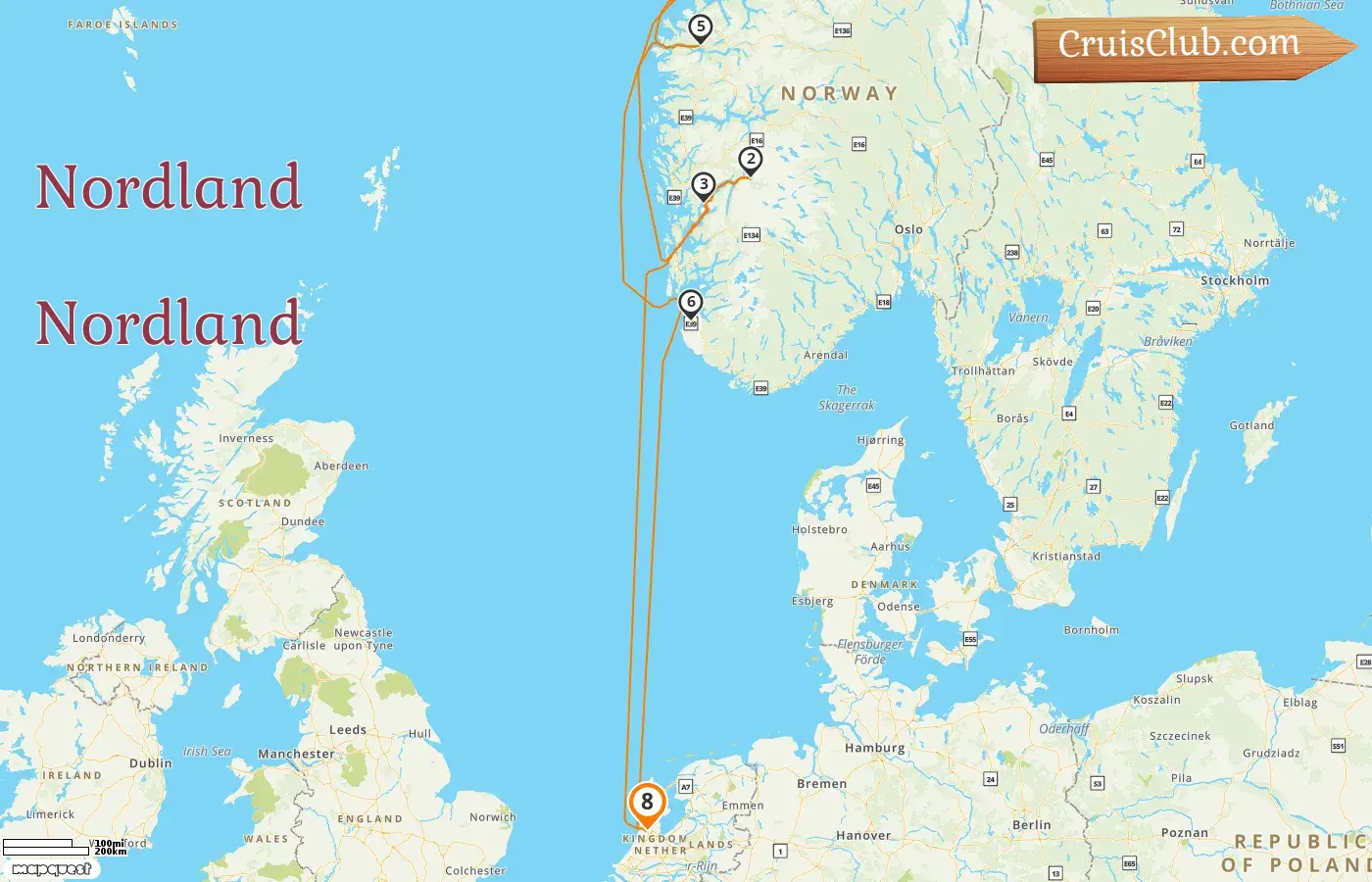 Cruzeiro no Norte a partir de Amsterdã a bordo do navio Zuiderdam com visitas aos Países Baixos e Noruega por 8 dias