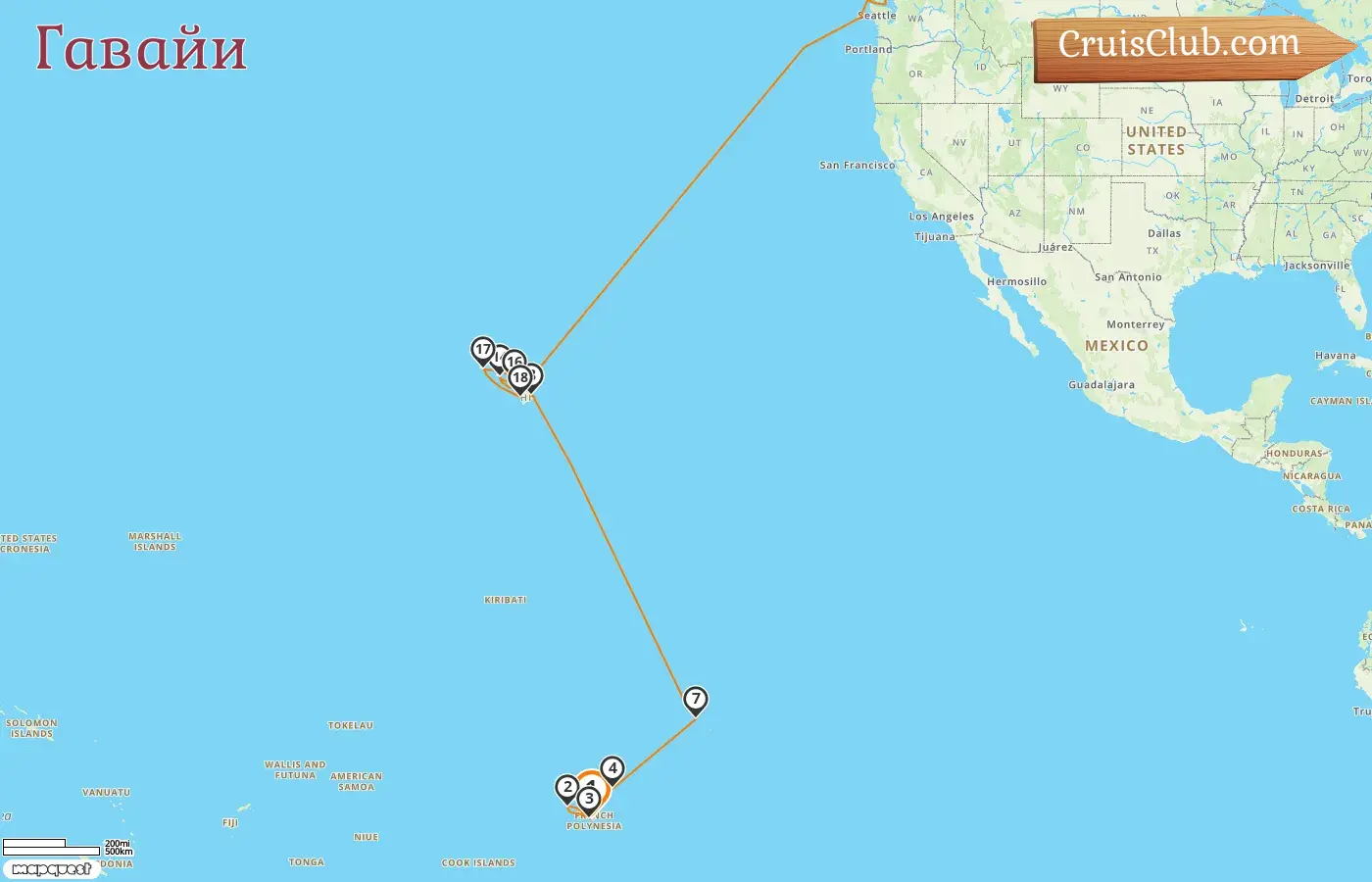Круиз в Гавайи из Папеэте в Ванкувер на борту судна Silver Whisper с посещением Французской Полинезии, США и Канады на 25 дней