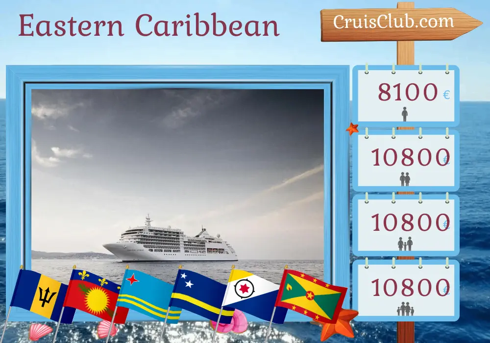 Kreuzfahrt in der östlichen Karibik ab Bridgetown an Bord des Schiffes Silver Spirit mit Besuchen in Barbados, Guadeloupe, Aruba, Curaçao, Grenada und Saint Vincent und die Grenadinen für 12 Tage