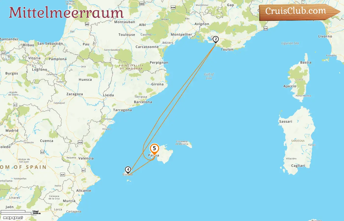 Mittelmeer-Kreuzfahrt ab Palma an Bord des Schiffes Mein Schiff 6 mit Besuchen in Spanien und Frankreich für 5 Tage