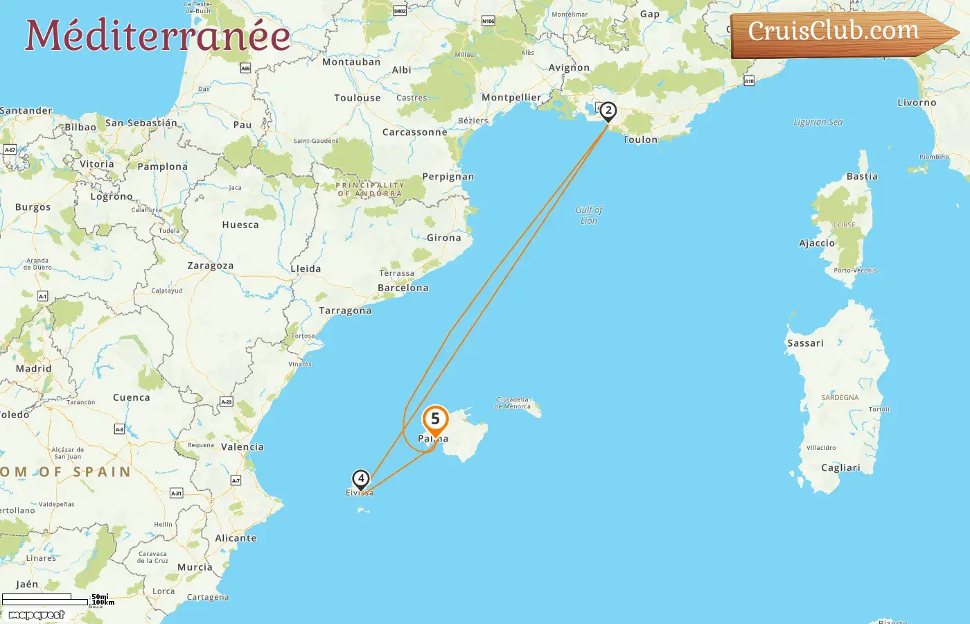 Croisière en Méditerranée au départ de Palma à bord du navire Mein Schiff 6 avec des visites en Espagne et en France pendant 5 jours