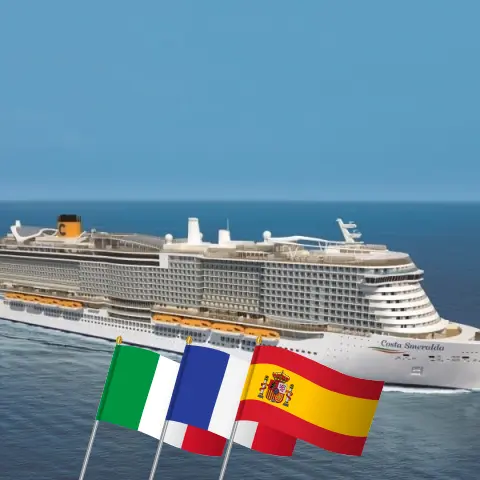 Cruise in the Mediterranean from Savona to Santa Cruz de Tenerife aboard Costa Smeralda ship with visits to Italy, France, and Spain for 8 days