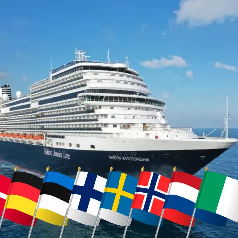 Kreuzfahrt auf den britischen Inseln ab Rotterdam an Bord des Schiffes Nieuw Statendam mit Besuchen in Dänemark, Deutschland, Estland, Finnland, Schweden, Norwegen, den Niederlanden und Irland für 29 Tage