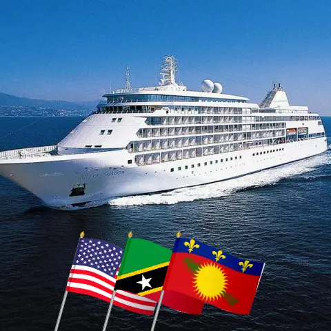Kreuzfahrt in der östlichen Karibik von Miami nach Saint John an Bord des Schiffes Silver Shadow mit Besuchen in den USA, Saint Kitts und Nevis, Guadeloupe, Montserrat, den Britischen Jungferninseln und Puerto Rico für 11 Tage