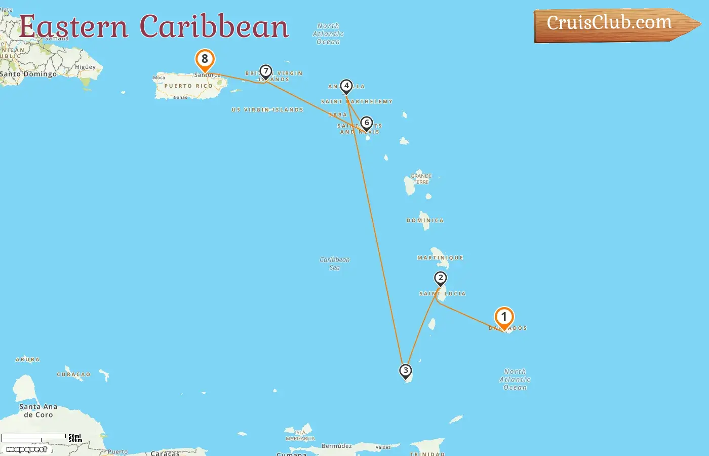 Kreuzfahrt in der östlichen Karibik von Bridgetown nach Saint John an Bord des Schiffes Silver Spirit mit Besuchen in Barbados, Grenada, St. Kitts und Nevis sowie Puerto Rico für 8 Tage
