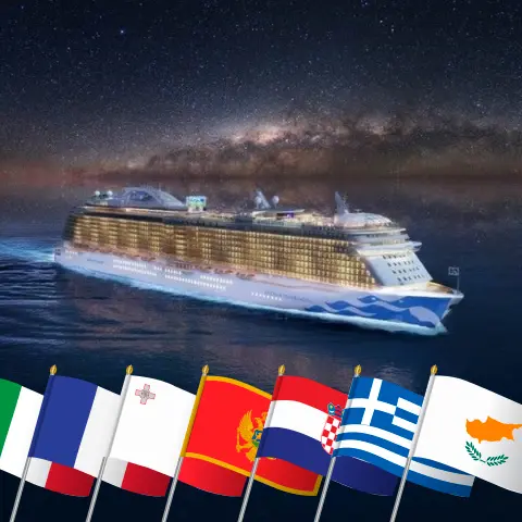Kreuzfahrt im Mittelmeer von Civitavecchia nach Istanbul an Bord des Schiffes Enchanted Princess mit Besuchen in Italien, Frankreich, Malta, Montenegro, Kroatien, Griechenland, Zypern und der Türkei für 32 Tage