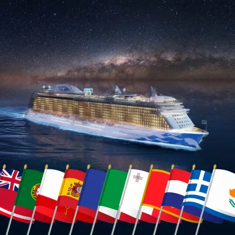 Crucero en el Transatlántico de Fort Lauderdale a El Pireo a bordo del barco Enchanted Princess con visitas a EE. UU., Bermudas, Portugal, Gibraltar, España, Francia, Italia, Malta, Montenegro, Croacia, Grecia, Chipre y Turquía durante 37 días