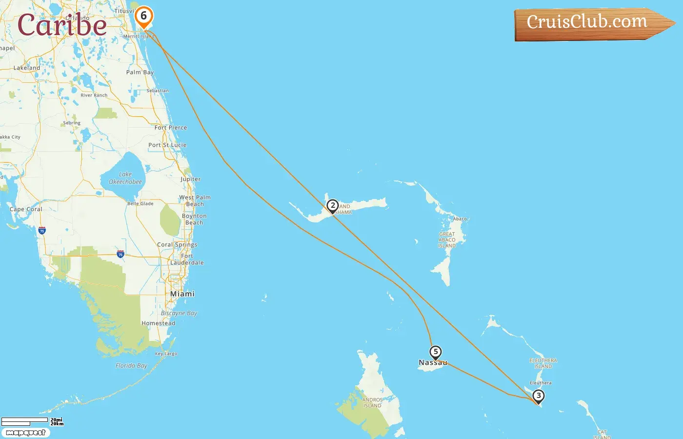 Crucero por el Caribe desde Port Canaveral / Orlando a bordo del barco Carnival Freedom con visitas a EE. UU. y Bahamas por 6 días