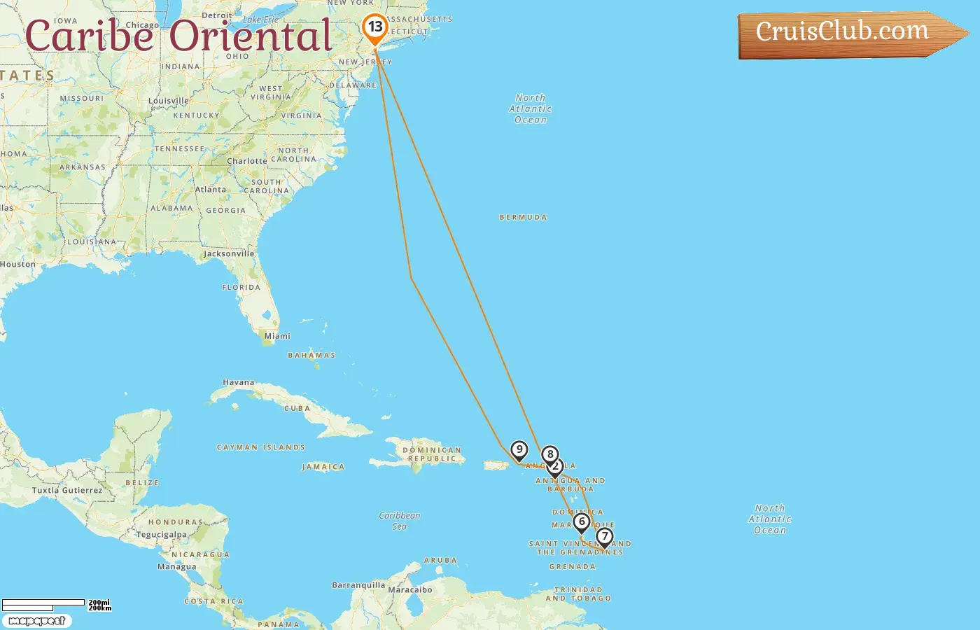 Cruzeiro no Caribe Oriental de Nova Iorque a bordo do navio Norwegian Breakaway com visitas aos EUA, Santa Lúcia e Barbados por 13 dias