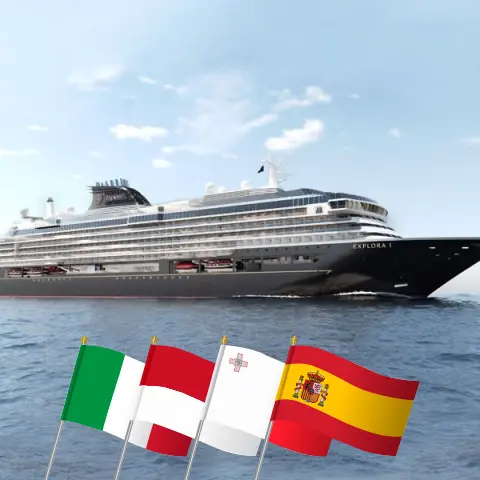 Kreuzfahrt im Mittelmeer von Civitavecchia nach Barcelona an Bord des Schiffes EXPLORA I mit Besuchen in Italien, Monaco, Malta und Spanien für 14 Tage