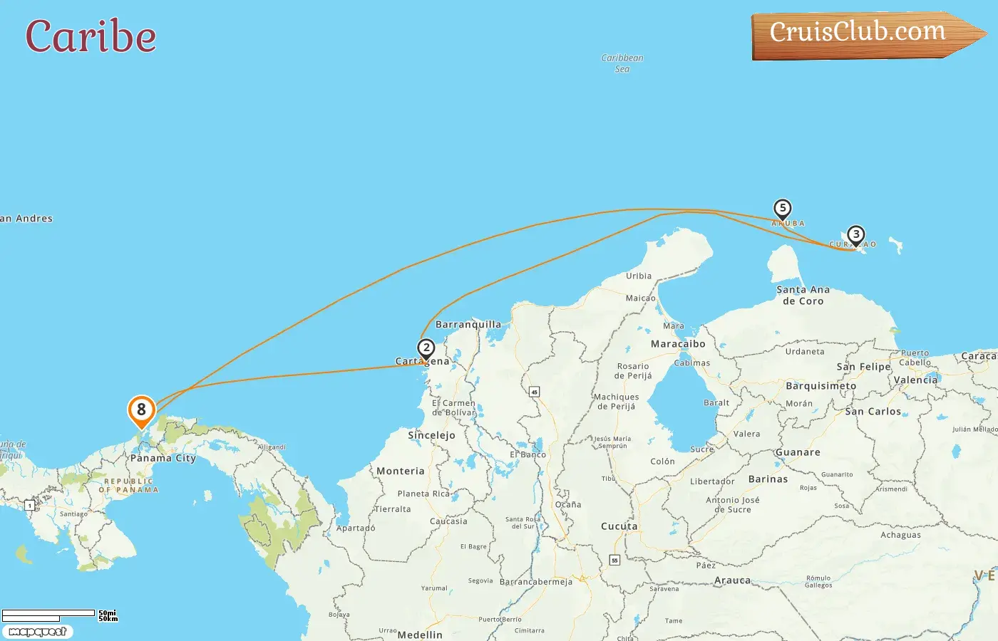 Crucero por el Caribe desde Colonia a bordo del barco Grandeur of the Seas con visitas a Panamá, Colombia, Curazao y Aruba durante 8 días
