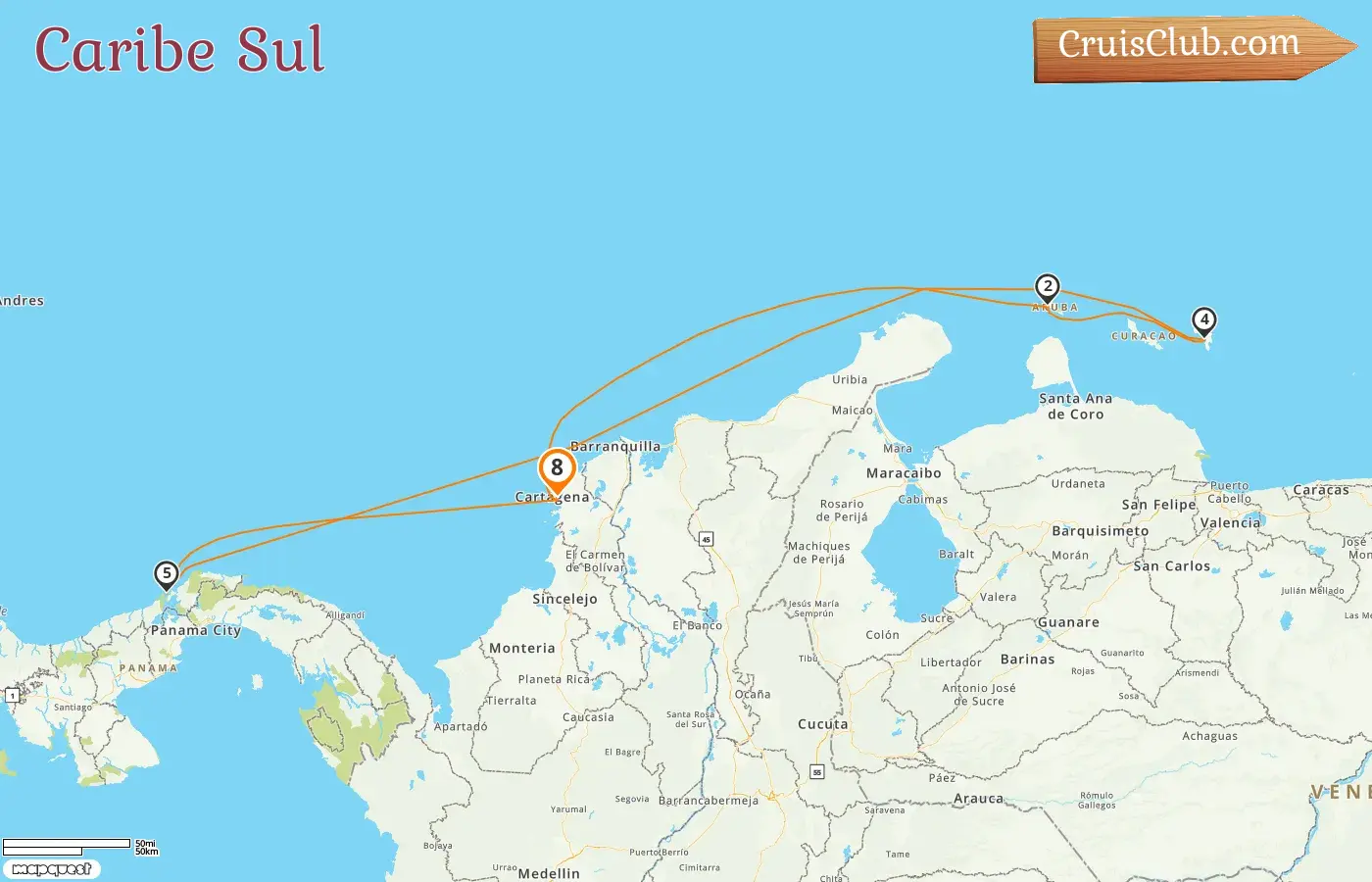 Cruzeiro no Caribe Sul de Cartagena a bordo do navio Grandeur of the Seas com visitas a Colômbia, Aruba e Panamá por 8 dias