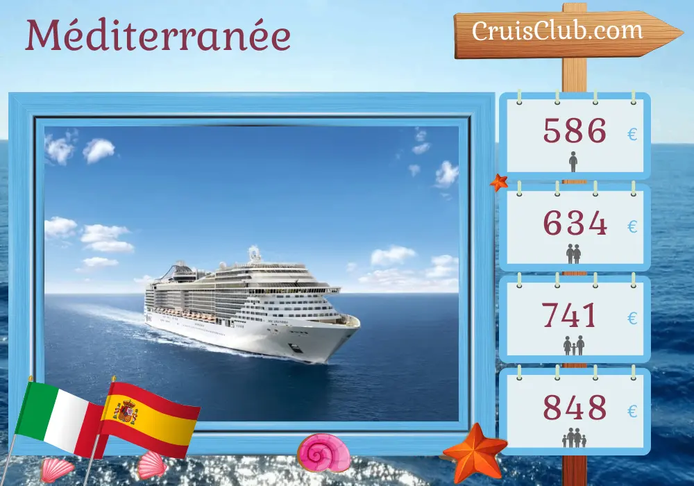 Croisière en Méditerranée de Naples à Barcelone à bord du navire MSC Splendida avec des escales en Italie, en Tunisie et en Espagne pendant 5 jours