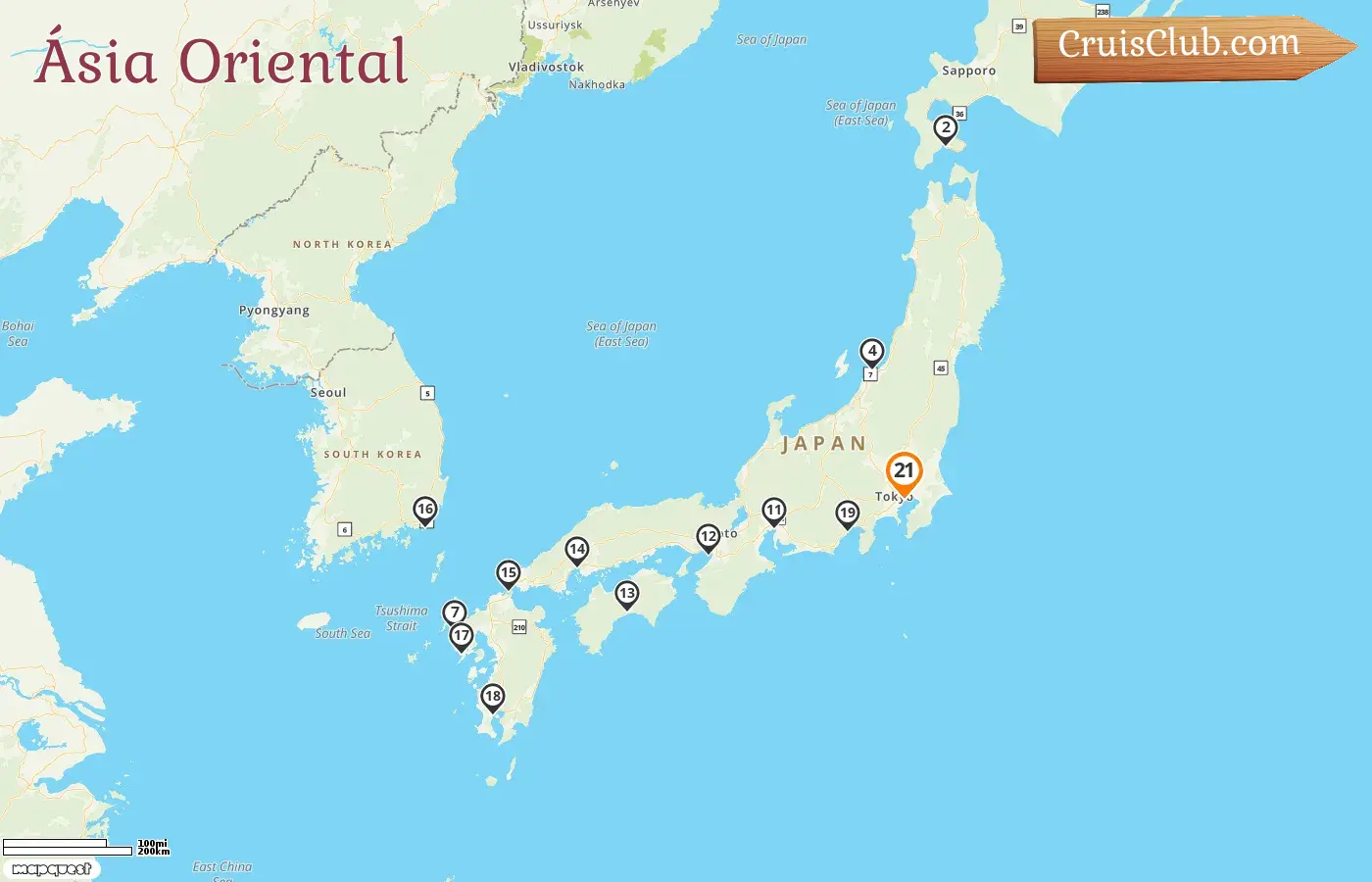 Cruzeiro no Leste da Ásia de Tóquio a bordo do navio Sapphire Princess com visitas ao Japão e Coreia do Sul por 21 dias