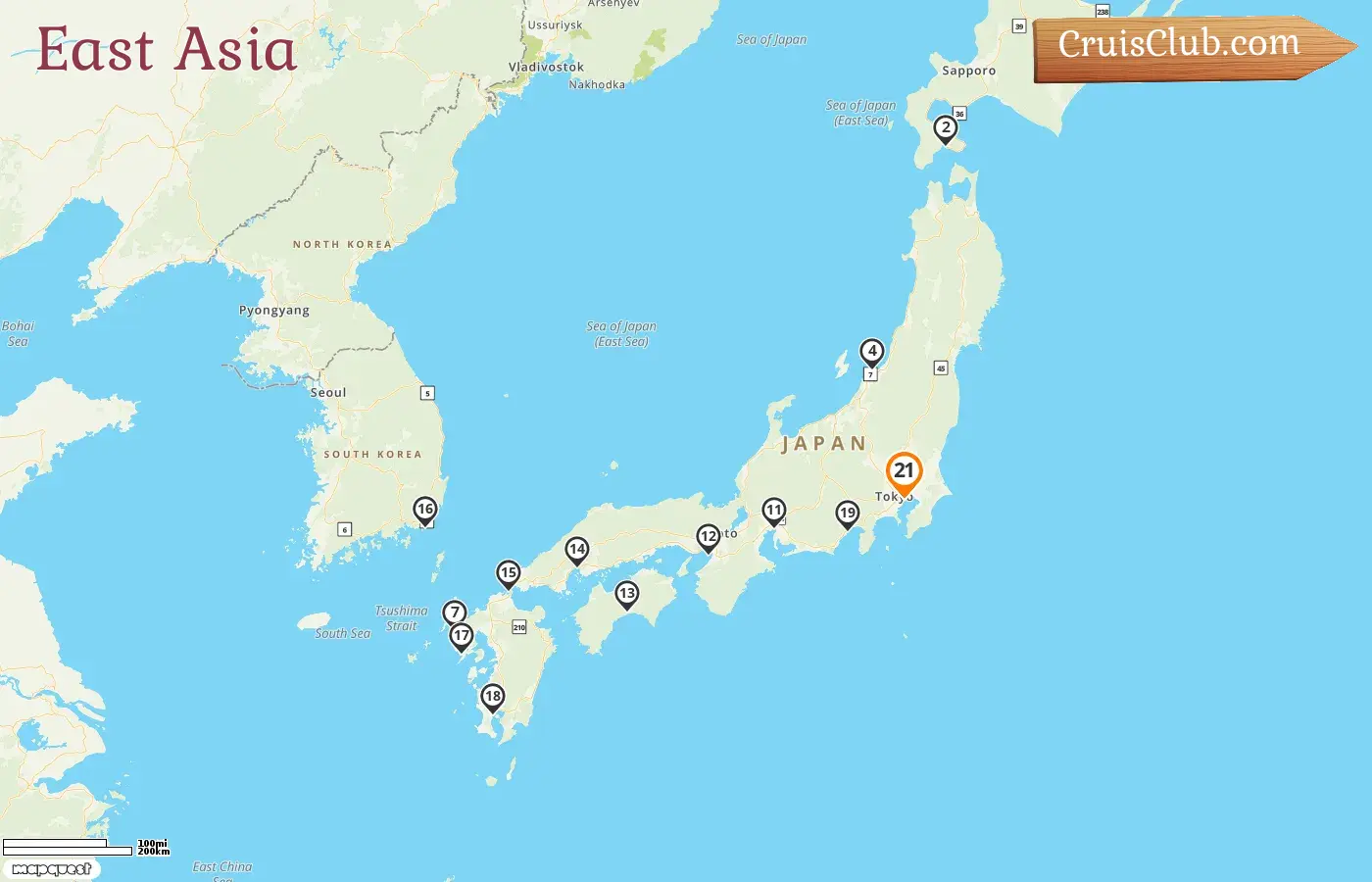 Kreuzfahrt in Ostasien ab Tokio an Bord des Kreuzfahrtschiffs Sapphire Princess mit Besuchen in Japan und Südkorea für 21 Tage