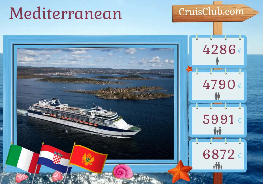 Cruise in the Mediterranean from Ravenna to Civitavecchia aboard Celebrity Constellation ship with visits to Italy, Croatia, and Montenegro for 12 days