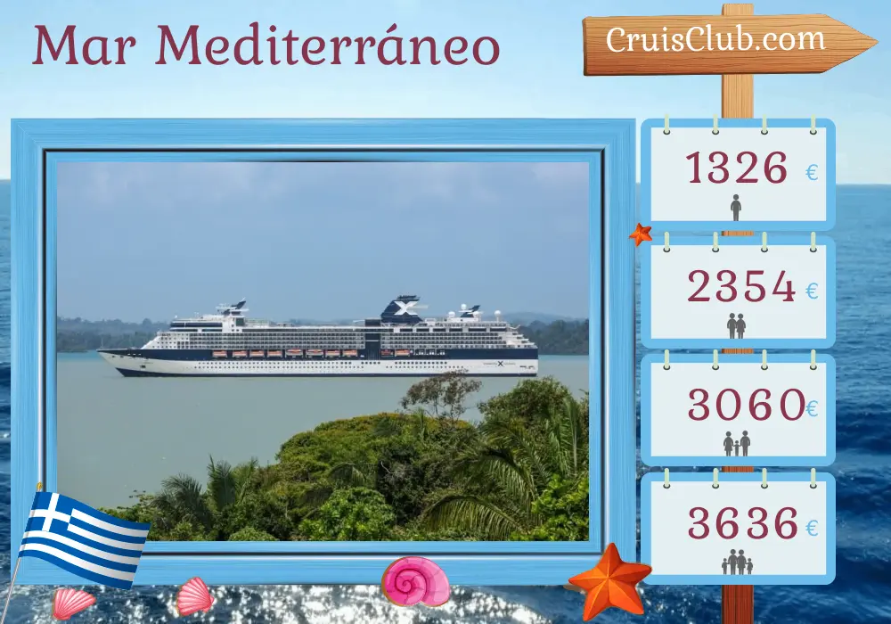 Crucero por el Mediterráneo desde El Pireo a bordo del barco Celebrity Infinity con visitas a Grecia y Turquía durante 8 días