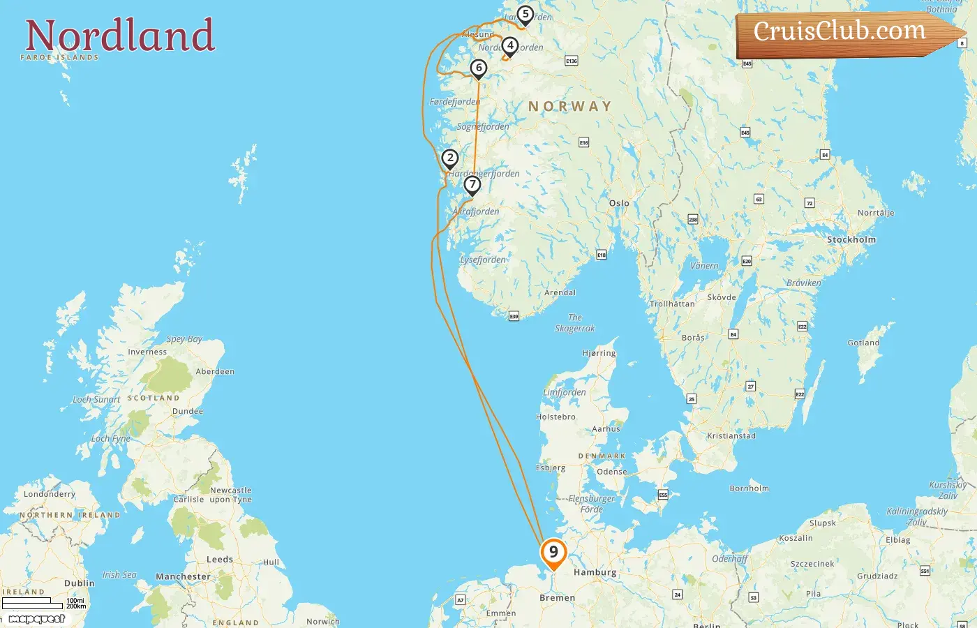 Croisière dans le Nordland à partir de Bremerhaven à bord du navire Amera avec escales en Allemagne et en Norvège pendant 9 jours