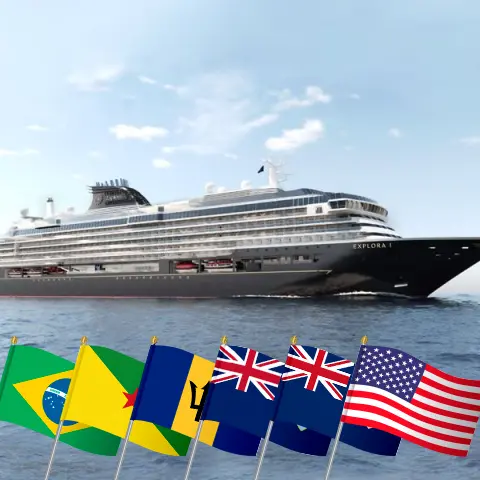 Kreuzfahrt in der östlichen Karibik von Manaus nach Miami an Bord des Schiffes EXPLORA I mit Besuchen in Brasilien, Französisch-Guayana, St. Vincent und die Grenadinen, Barbados, St. Barthélemy, Puerto Rico, Britische Jungferninseln und den USA für 20 Tage