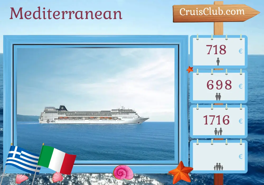 Cruise in the Mediterranean from Istanbul to Bari aboard MSC Sinfonia ship with visits to Turkey, Greece, and Italy for 6 days