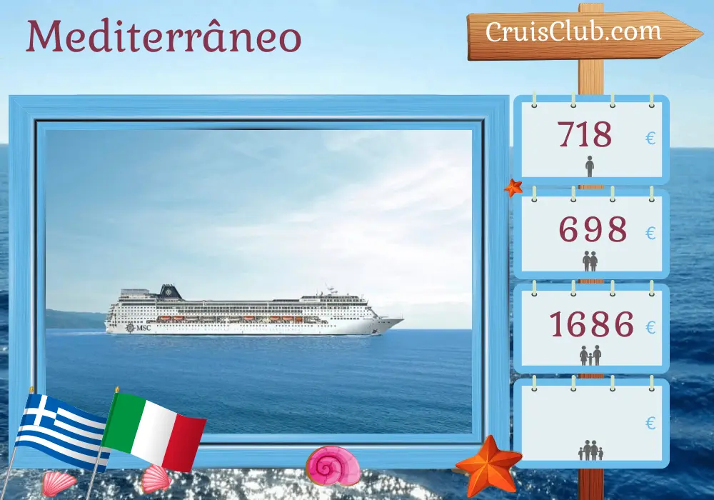 Cruzeiro no Mediterrâneo de Istambul a Bari a bordo do navio MSC Sinfonia com visitas à Turquia, Grécia e Itália por 6 dias