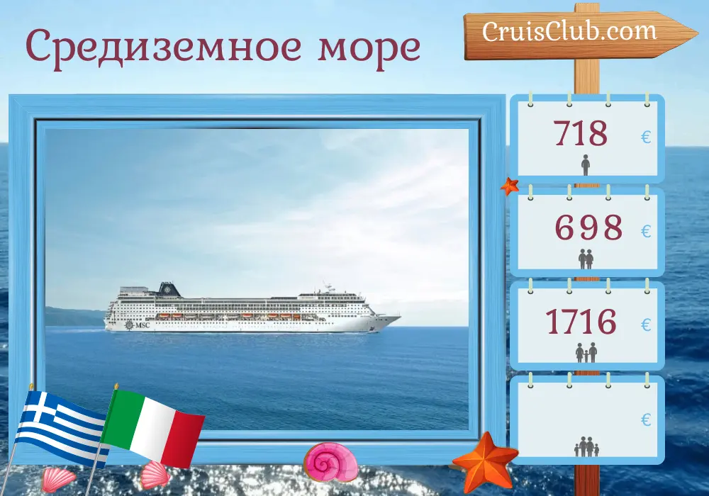 Круиз по Средиземноморью из Стамбула в Бари на борту судна MSC Sinfonia с посещением Турции, Греции и Италии на протяжении 6 дней