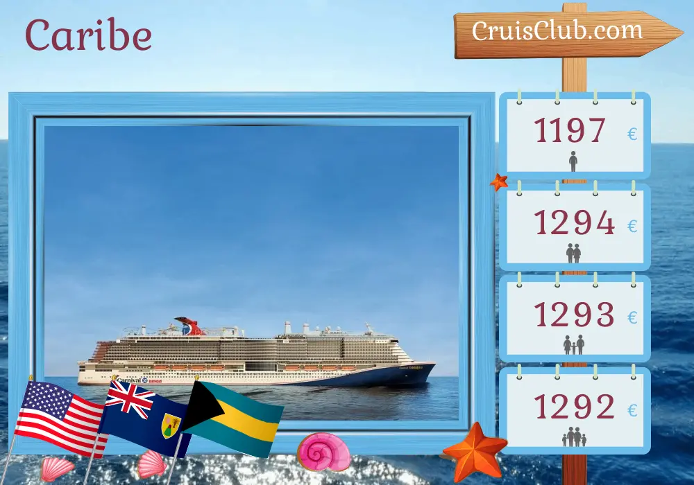 Crucero por el Caribe desde Miami a bordo del barco Carnival Celebration con visitas a Estados Unidos, República Dominicana y Bahamas durante 8 días