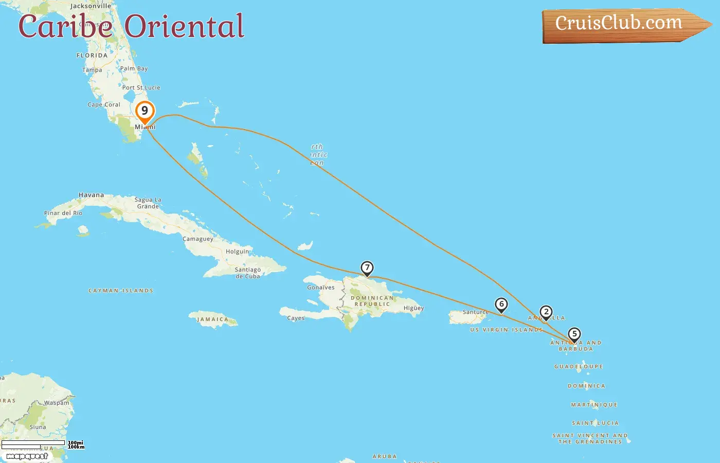 Crucero por el Caribe Oriental desde Miami a bordo del barco MSC Meraviglia con visitas a Estados Unidos y República Dominicana por 9 días