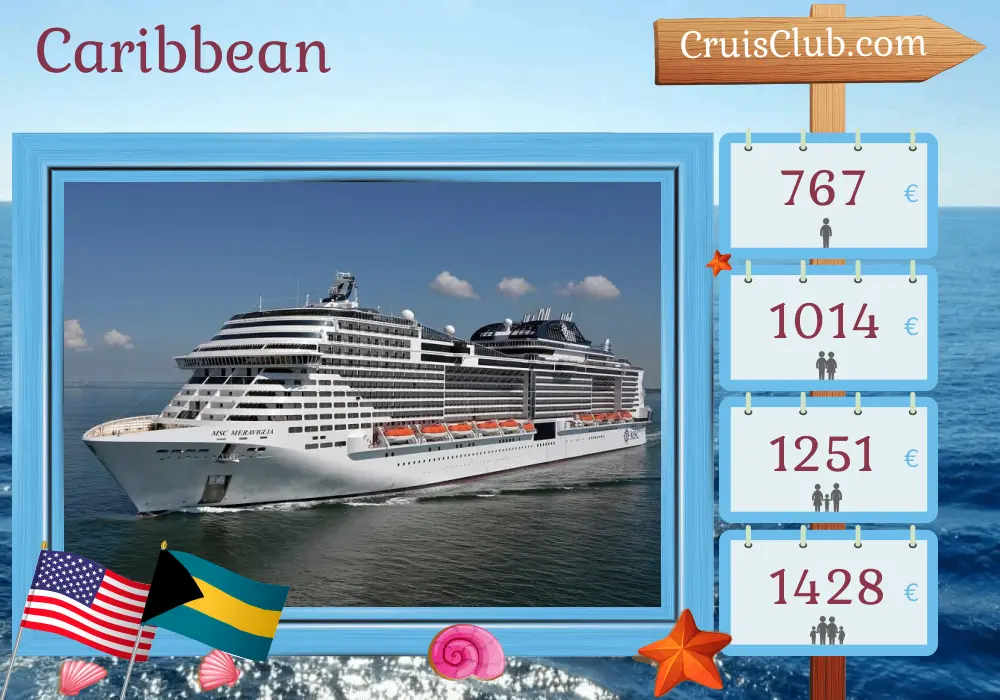 Cruise in the Caribbean from Miami aboard MSC Meraviglia ship with visits to USA, Bahamas, and Dominican Republic for 7 days