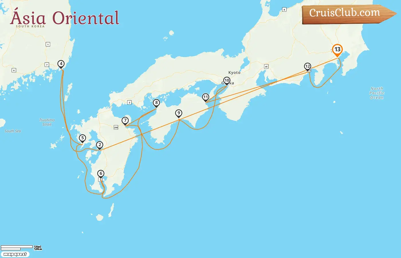 Cruzeiro no Leste da Ásia a partir de Yokohama a bordo do navio Diamond Princess com visitas ao Japão e à Coreia do Sul por 13 dias