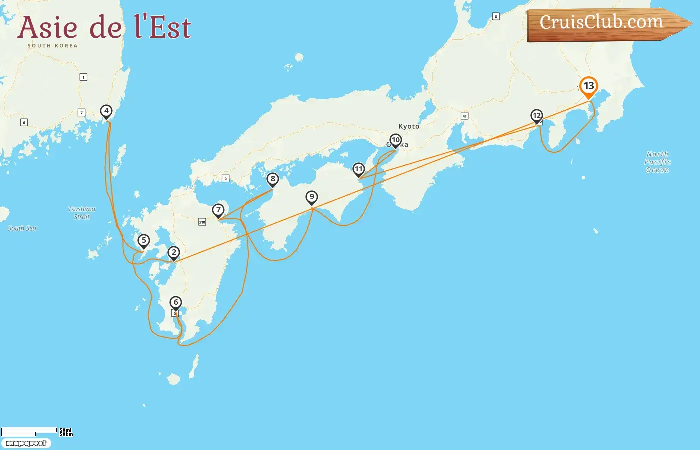 Croisière en Asie de l`Est au départ de Yokohama à bord du navire Diamond Princess avec des visites au Japon et en Corée du Sud pendant 13 jours