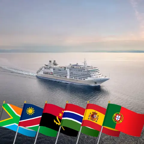 Crucero de África de Ciudad del Cabo a Lisboa a bordo del barco Silver Dawn con visitas a Sudáfrica, Namibia, Angola, Gambia, España y Portugal durante 24 días