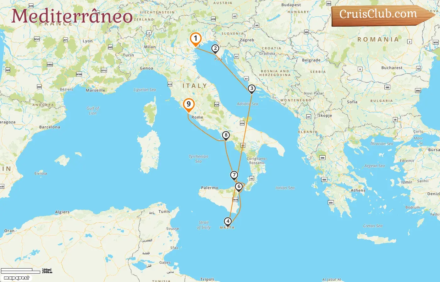 Cruzeiro no Mediterrâneo de Fusina para Civitavecchia a bordo do navio Seabourn Ovation com visitas à Itália, Croácia e Malta por 9 dias