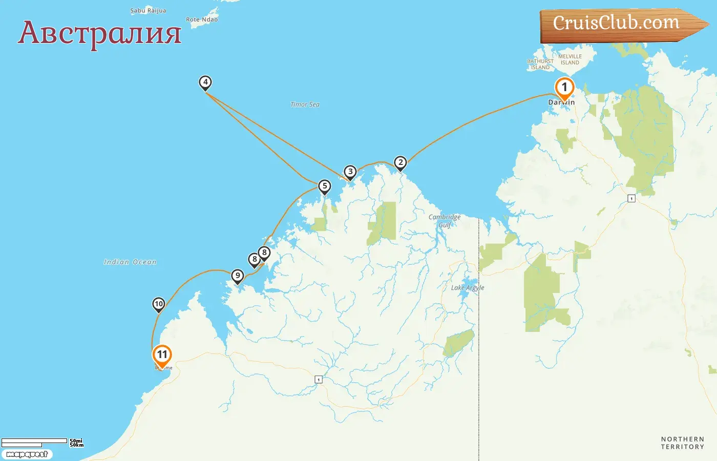 Круиз в Австралии из Дарвина в Брум на борту судна Seabourn Pursuit с посещением Австралии на 11 дней