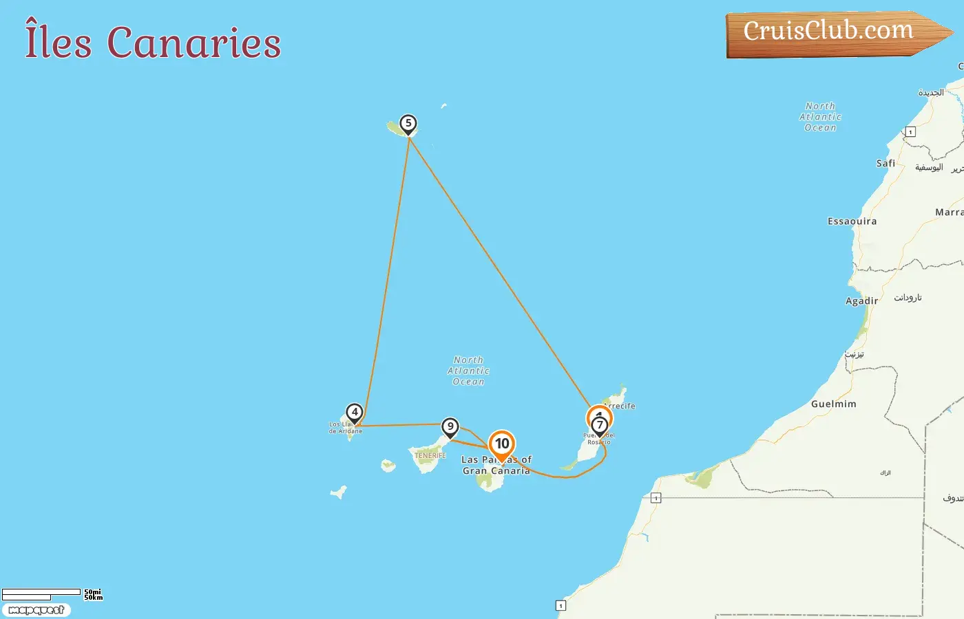 Croisière dans les îles Canaries de Puerto del Rosario à Las Palmas à bord du navire AIDAmar avec des visites en Espagne pendant 10 jours