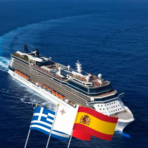 Kreuzfahrt im Mittelmeer von Piräus nach Barcelona an Bord des Schiffes Celebrity Eclipse mit Besuchen in Griechenland, der Türkei, Malta und Spanien für 8 Tage