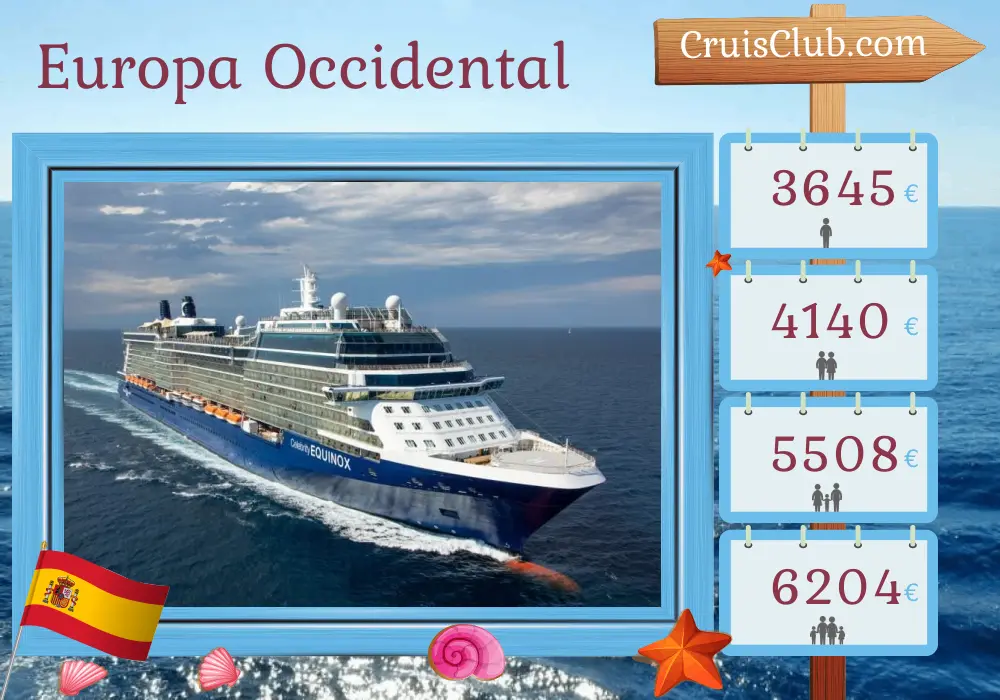 Crucero por Europa occidental desde Barcelona a bordo del barco Celebrity Equinox con visitas a España y Marruecos por 10 días