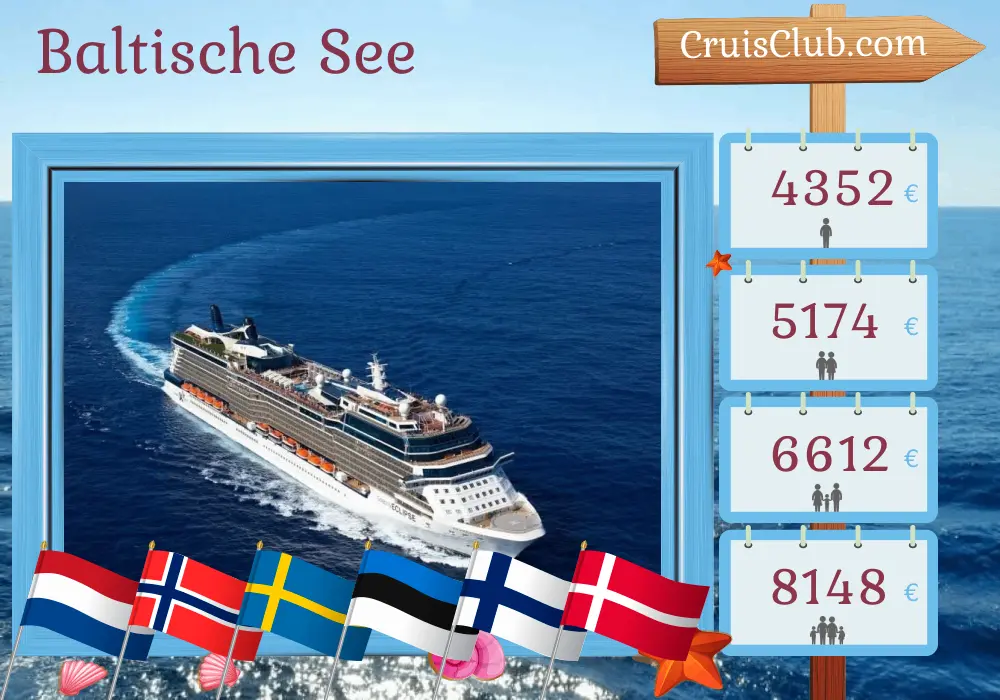 Kreuzfahrt in der Ostsee ab Amsterdam an Bord des Schiffes Celebrity Eclipse mit Besuchen in den Niederlanden, Norwegen, Schweden, Estland, Finnland und Dänemark für 13 Tage